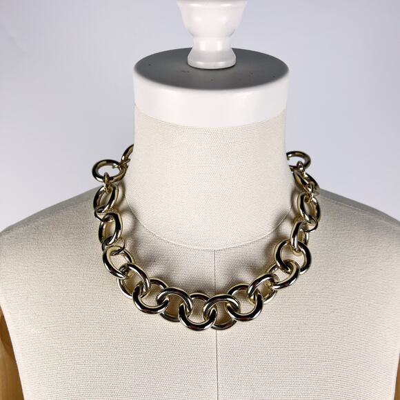 J. Crew gold tone large chunky chain necklace - Picture 1 of 5